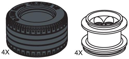 Large Lawn Tire & Hub (4 tires 4 hubs)