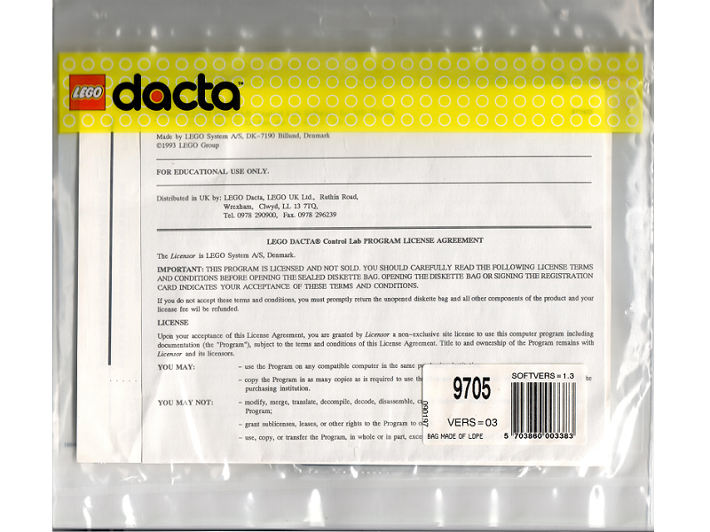 Logiciel Control Lab pour DOS/Windows (Control Lab Software - DOS/Windows)