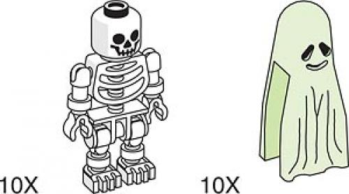 Squelette et fantôme pour jeu de parc d'attractions (Skeleton and Ghost for Amusement Park Set)