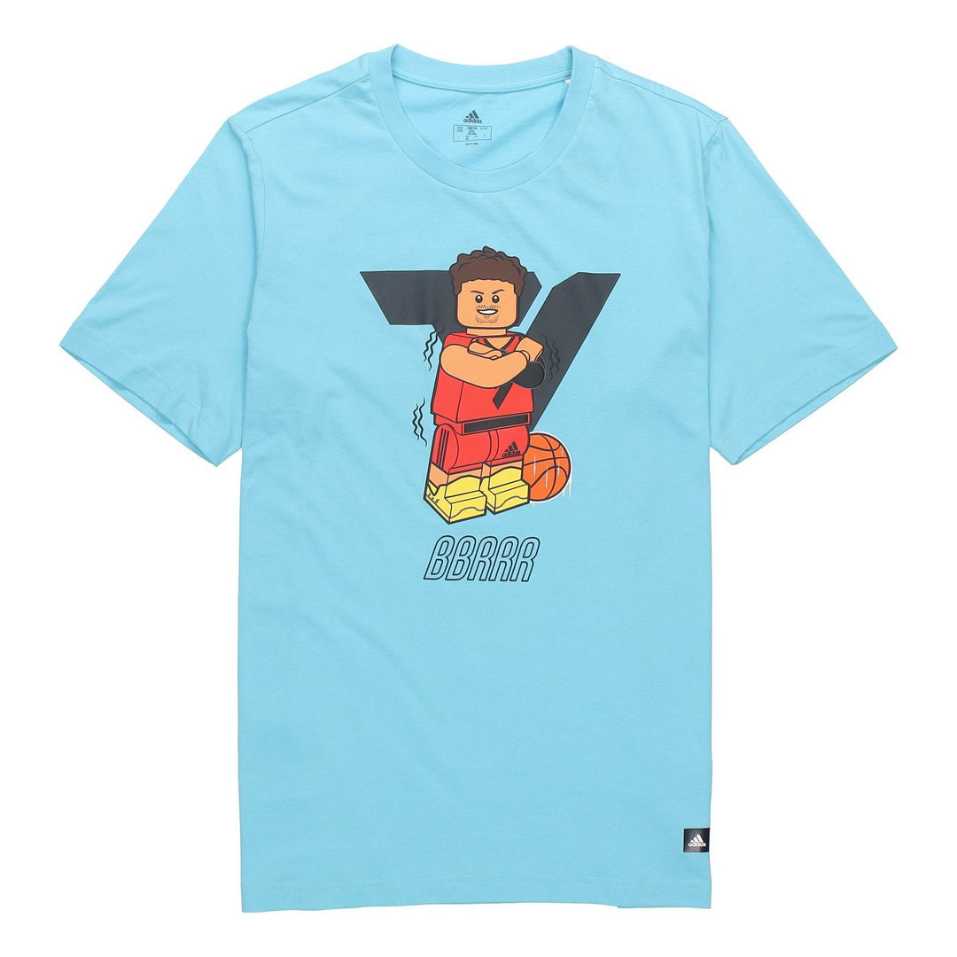 adidas x LEGO Crossover Dame Ss Trey Young Funny Blocks Basketball Sky Blue T-Shirt