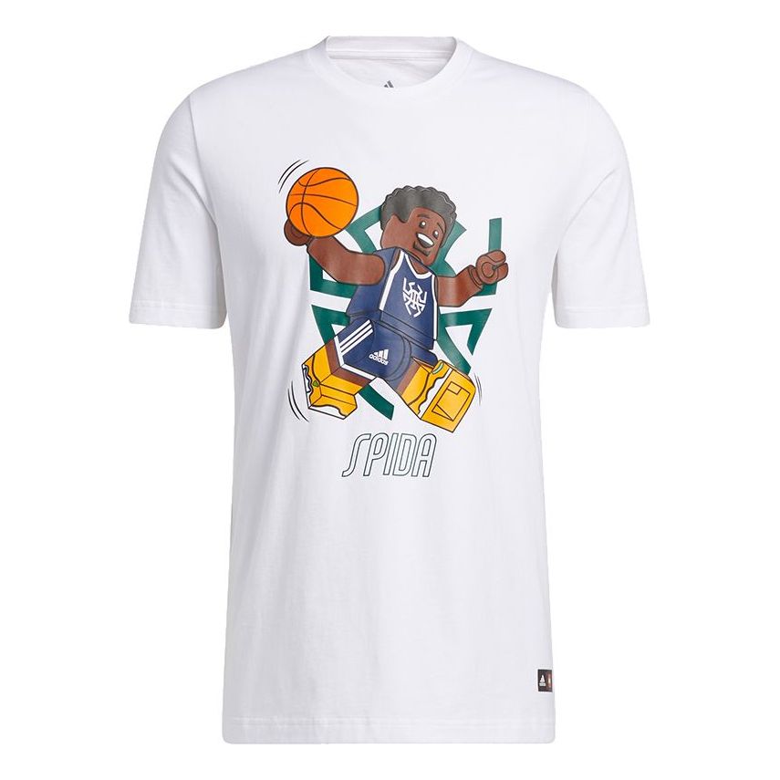 adidas x LEGO Crossover Dame Ss . Mitchell Funny Blocks Basketball White T-Shirt