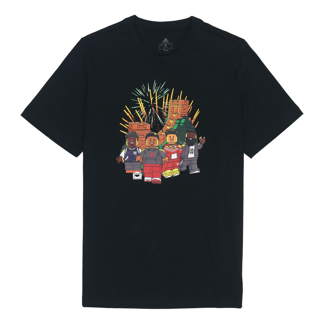 adidas x LEGO Crossover Cartoon Character Great Wall Black T-Shirt
