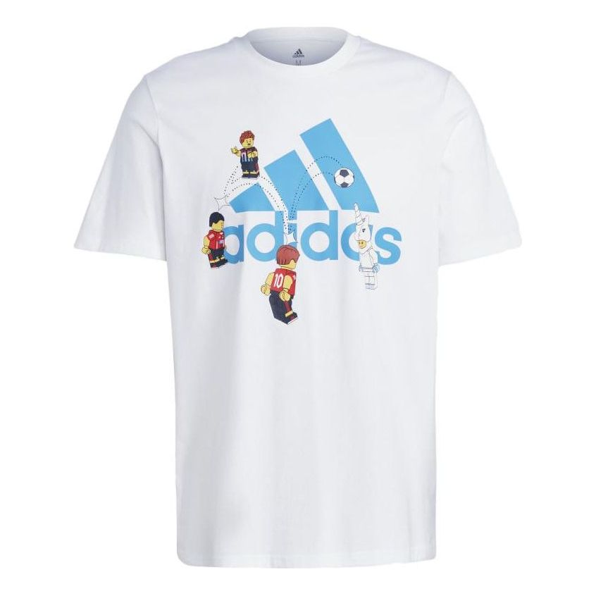 Adidas x LEGO badge de football de sport graphique blanc T-shirt (adidas x LEGO Soccer Badge of Sport Graphic White T-Shirt)