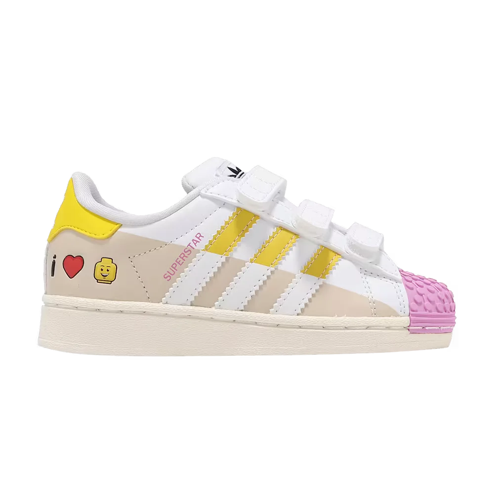adidas Originals Superstar Velcro x LEGO (White Pink) - Kids' Shoes