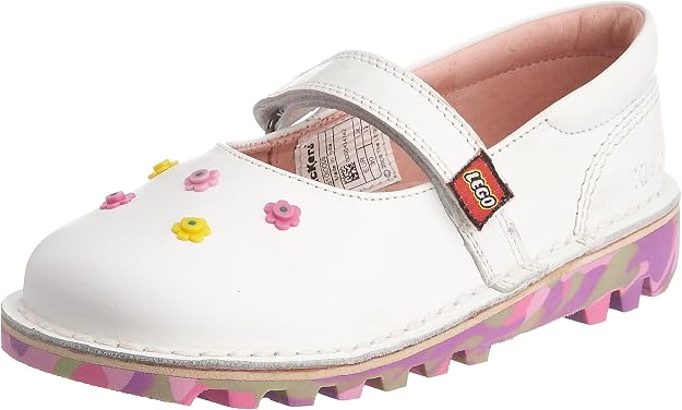 Kickers Kids Kick Bar LEGO Mary Jane Flats - White