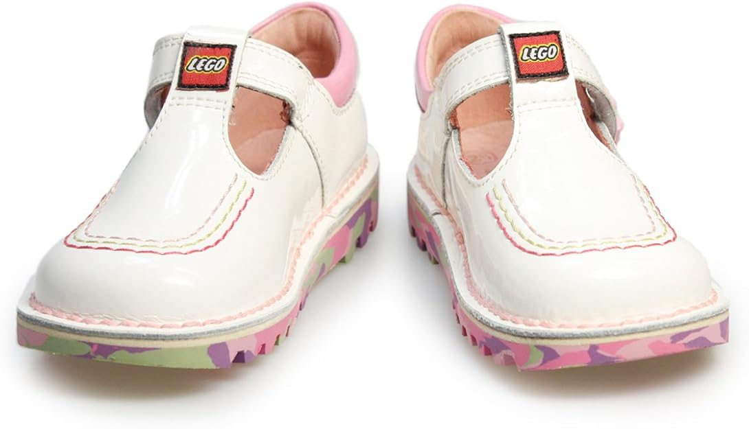 Kickers Kids Kick T Bar LEGO Casual Shoe - White