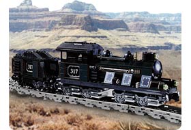 Grand moteur de train avec tender noir (Large Train Engine with Tender Black)