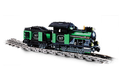 Petit moteur de train avec tender vert (Small Train Engine with Tender Green)