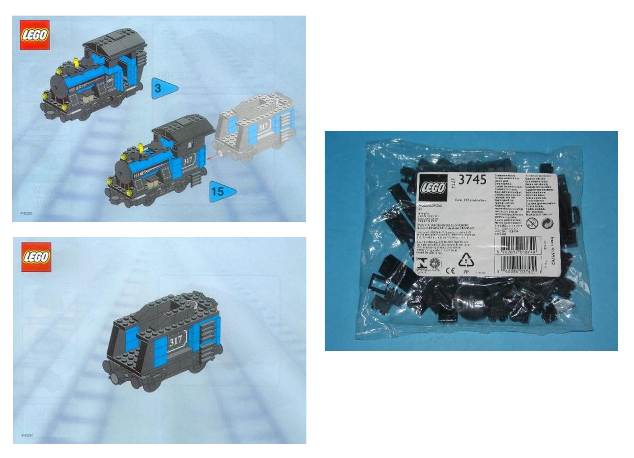Petit moteur de train avec tender noir (Small Train Engine with Tender Black)