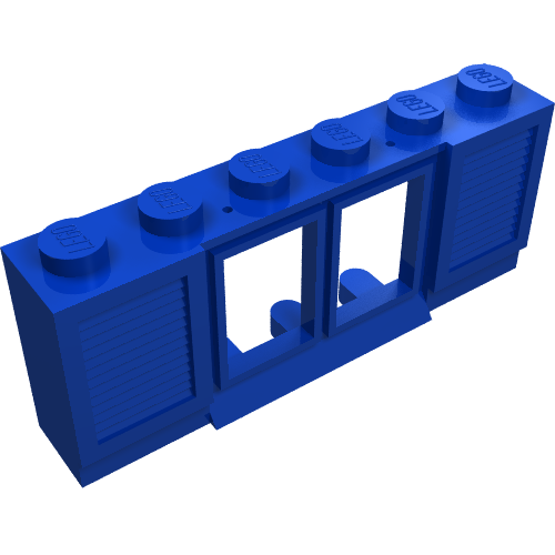 Rendu LDraw de 1 x 6 x 2 avec volets à lèvre allongée et tenons pleins, sans verre (1 x 6 x 2 with Shutters with Extended Lip and Solid Studs, no Glass), couleur indicative