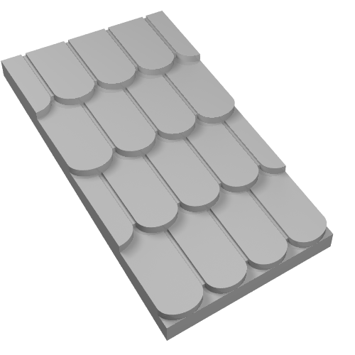 Rendu LDraw de Fabuland, support de toit avec toit gris brique inclinée sans trou de cheminée (Fabuland, Roof Support with Gray Roof Slope without Chimney Hole), couleur indicative