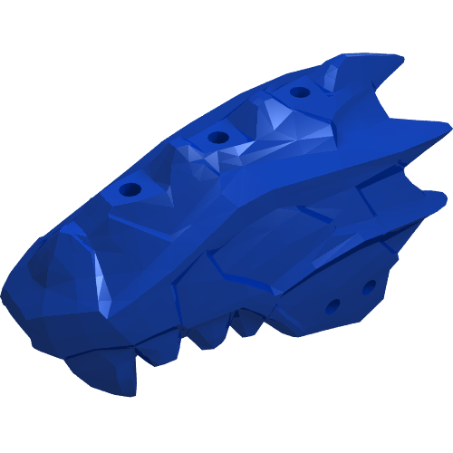 Rendu LDraw de Partie du corps de la créature, tête de dragon mâchoire supérieure avec des écailles et des dents (Creature Body Part, Dragon Head Upper Jaw with Scales and Teeth [Plain]), couleur indicative