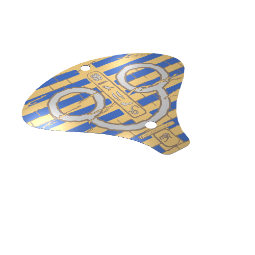Rendu LDraw de Partie du corps animal, hotte cobra avec motif imprimé hiéroglyphes (Animal Body Part, Cobra Hood with Hieroglyphs Print), couleur indicative