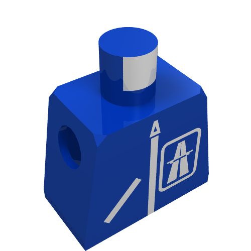 Rendu LDraw de Torse autoroute motif imprimé (Torso Highway Print), couleur indicative