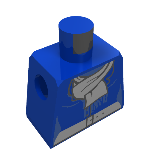 Rendu LDraw de Torse de minifigurine Femelle avec Écharpe LtPurple et motif imprimé Ceinture Grise (Minifig Torso Female with LtPurple Scarf and Gray Belt Print), couleur indicative