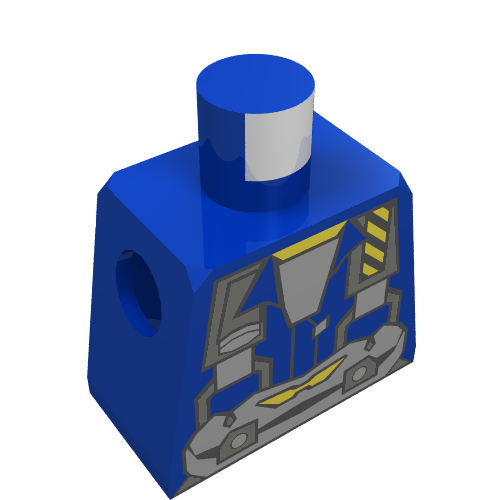 Rendu LDraw de Minifigurine torse avec rock raiders jet motif imprimé hover scout, pilote, granit grrl (Minifig Torso with Rock Raiders Jet Print Hover Scout, Pilot, Granite Grrl), couleur indicative