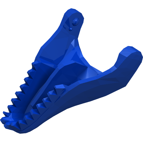 Rendu LDraw de Partie du corps animal, Dinosaure, Tyrannosaurus Rex Mâchoire inférieure (Animal Body Part, Dinosaur, Tyrannosaurus Rex Lower Jaw [Plain]), couleur indicative