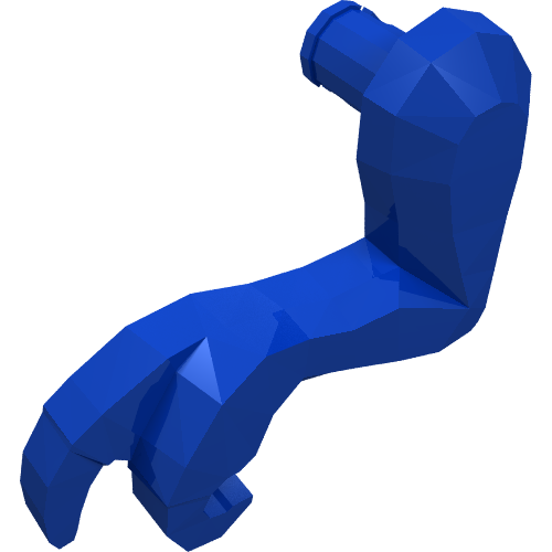 Rendu LDraw de Partie du corps animal, Dinosaure, Tyrannosaurus Rex Bras / Jambe, Gauche, Petit [uni] (Animal Body Part, Dinosaur, Tyrannosaurus Rex Arm / Leg, Left, Small [Plain]), couleur indicative