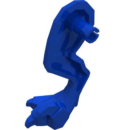 Rendu LDraw de Partie du corps animal, Dinosaure, Jambe de rapace, à droite, avec connecteur (Animal Body Part, Dinosaur, Raptor Leg, Right, with Pin [Plain]), couleur indicative