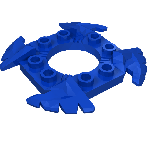 Rendu LDraw de Anneau 4 x 4 avec 2 x 2 trous et 4 extrémités dentelées [sans motif] (Ring 4 x 4 with 2 x 2 Hole and 4 Serrated Ends [Plain]), couleur indicative