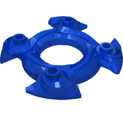 Rendu LDraw de Ring 4 x 4 avec 2 x 2 trou and 4 Swirl Ends (Ninjago Spinner Crown), couleur indicative