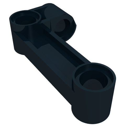 Rendu LDraw de Connecteur connecteur Technic perpendiculaire 2 x 4 plié - poutre avec 90 trous ø 4,8 (Technic Pin Connector Perpendicular 2 x 4 Bent - Beam with 90 Hole Ø 4.8), couleur indicative