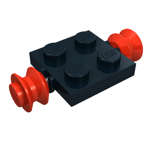 Rendu LDraw de Plaque spéciale 2 x 2 avec roues Rouge (Plate Special 2 x 2 with Wheels Red), couleur indicative