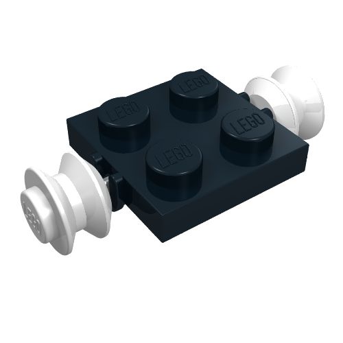 Rendu LDraw de Plaque spéciale 2 x 2 avec roues Blanc (Plate Special 2 x 2 with Wheels White), couleur indicative