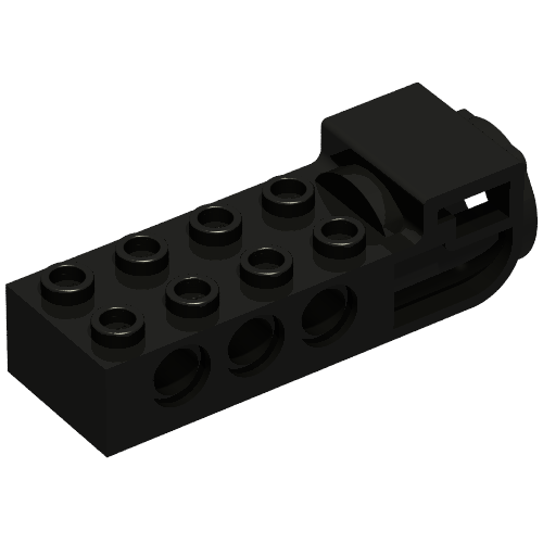 Rendu LDraw de Brique Spécial 2 x 4 avec trous de connecteur et prise de volant [Airjitzu] (Brick Special 2 x 4 with Pin Holes and Flywheel Socket [Airjitzu]), couleur indicative