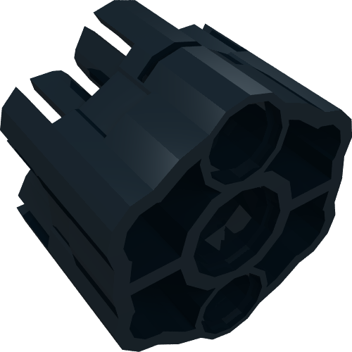 Rendu LDraw de Lanceur, fusil rapide à six canons, 3 doigts (Launcher, Weapon Rapid Shooter Six Barrel, 3 Fingers), couleur indicative