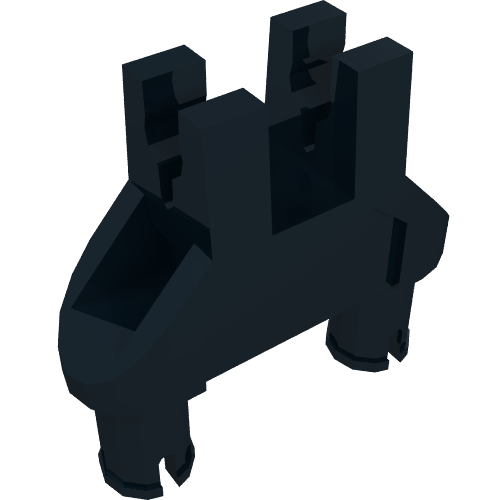 Rendu LDraw de Connecteur Technic double Triangle 1 x 3 avec 2 attaches Trous de connecteurs carrées (Technic Pin Double Triangle 1 x 3 with 2 Clips Squared Pin Holes), couleur indicative