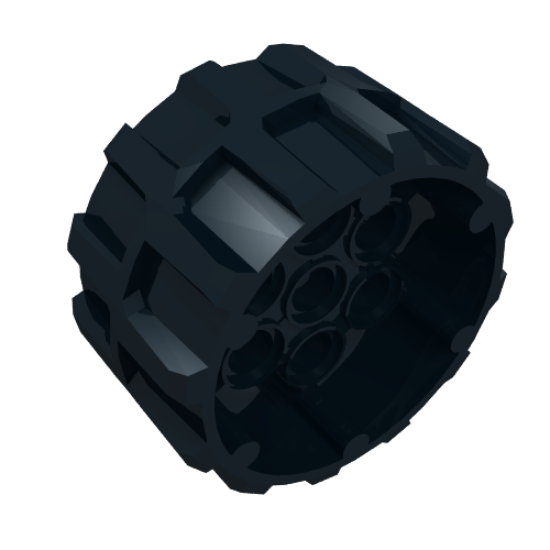 Rendu LDraw de Roue en plastique dur, fileté avec trous de 7 connecteurs (37mm D. x 22mm) (Wheel Hard Plastic, Treaded with 7 Pin Holes (37mm D. x 22mm)), couleur indicative
