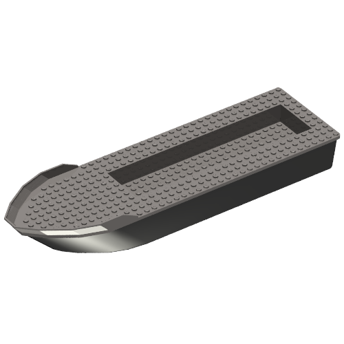 Rendu LDraw de Boat 12 x 40 x 5 avec Light Bluish Gray Deck [Complete Assembly], couleur indicative