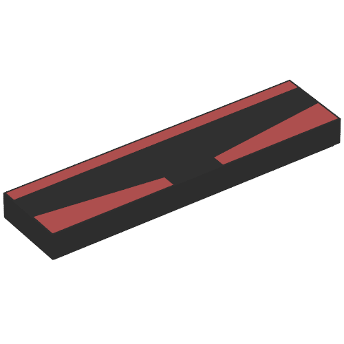 Rendu LDraw de Tuile 1 x 4 avec visière contour éclairé motif imprimé (Tile 1 x 4 with Visor Eyeslit Outline Print), couleur indicative