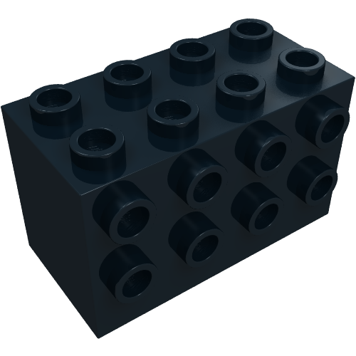 Rendu LDraw de Brique Spécial 2 x 4 x 2 avec tenons sur les côtés (Brick Special 2 x 4 x 2 with Studs on Sides), couleur indicative