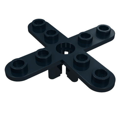 Rendu LDraw de Hélice 4 Lame 5 Diamètre avec extrémités arrondies, moyeu ouvert (Propeller 4 Blade 5 Diameter with Rounded Ends, Open Hub), couleur indicative