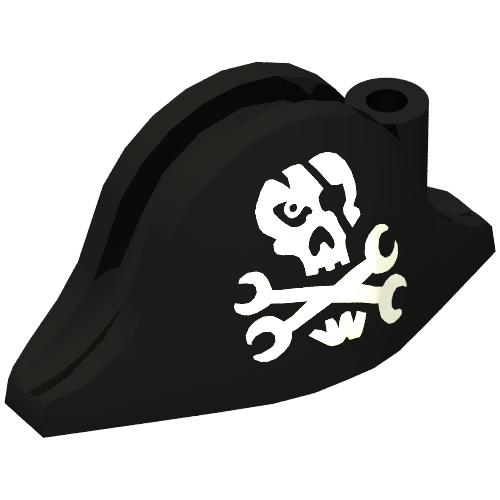 Chapeau pirate bicorne (amiral) avec crâne avec cache-œil et clés comme os croisés dans la bouche (Hat Pirate Bicorne (Admiral) with Skull with Eyepatch and Wrenches as Crossbones in Mouth)