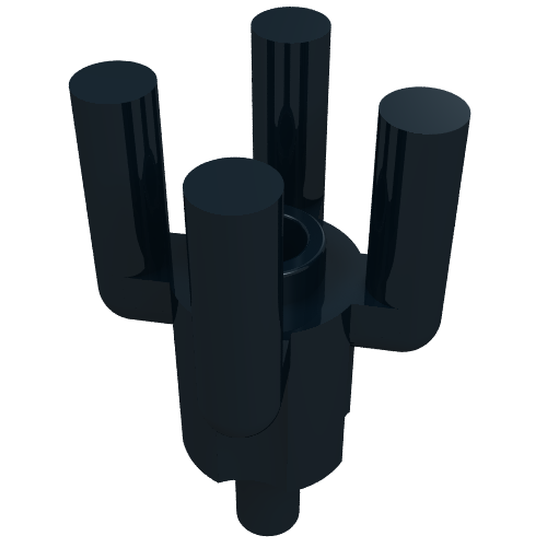 Rendu LDraw de Bar, 4 barres supérieures, dessus de palmier (Bar, 4 Top Bars, Palm Tree Top), couleur indicative