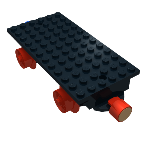 Rendu LDraw de Train Base 6 x 12 Type 1 avec roues et aimants [Assemblage complet] (Train Base 6 x 12 Type 1 with Wheels and Magnets [Complete Assembly]), couleur indicative