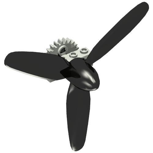 Rendu LDraw de Technic Propeller 3 Blade avec 24t Gear, couleur indicative