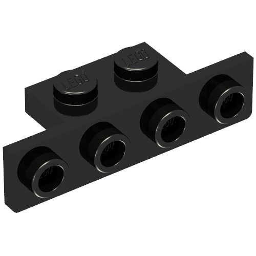 Support 1 x 2 - 1 x 4 [coins ronds en bas, coins carrés en haut] (Bracket 1 x 2 - 1 x 4 [Rounded Corners at Bottom, Square Corners at Top])