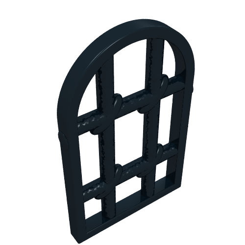 Rendu LDraw de Fenêtre 1 x 2 x 2 & 2/3 bar torsadé de panneau avec le dessus arrondi (Window 1 x 2 x 2 & 2/3 Pane Twisted Bar with Rounded Top), couleur indicative