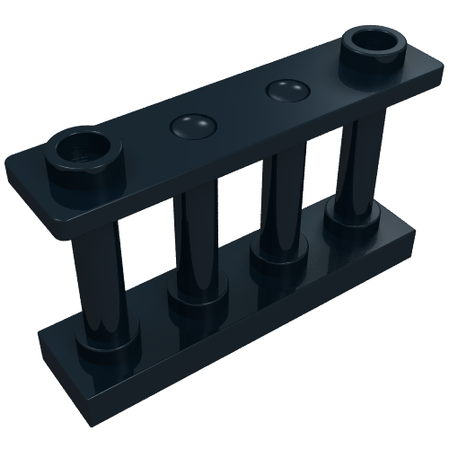 Rendu LDraw de Clôture Fendue 1 x 4 x 2 [2 haut tenons] (Fence Spindled 1 x 4 x 2 [2 Top Studs]), couleur indicative