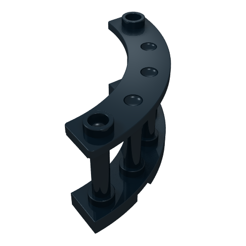 Rendu LDraw de Clôture Fendue 4 x 4 x 2 Quart de tour avec 2 tenons (Fence Spindled 4 x 4 x 2 Quarter Round with 2 Studs), couleur indicative