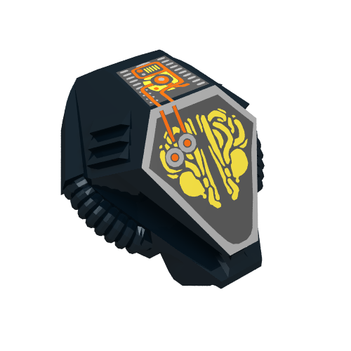Casque avec haut hexagonal et motif imprimé alien or (Helmet with Hexagonal Top and Gold Alien Print)