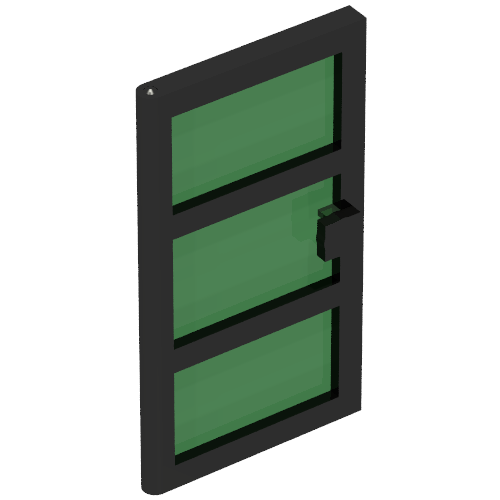 Rendu LDraw de porte 1 x 4 x 6 avec 3 Panes avec Trans-Green Glass, couleur indicative