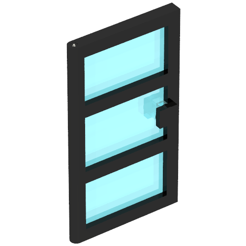Rendu LDraw de porte 1 x 4 x 6 avec 3 Panes avec Trans-Light Blue Glass, couleur indicative