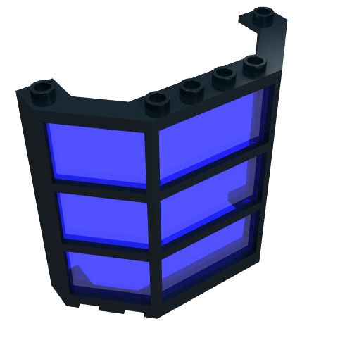 Rendu LDraw de Baie de fenêtre 3 x 8 x 6 avec verre bleu transparent-clair (Window Bay 3 x 8 x 6 with Trans-Light Blue Glass), couleur indicative