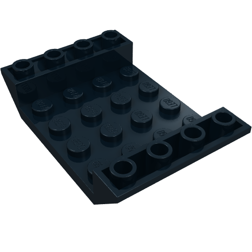 Rendu LDraw de Brique inclinée inversée 45° 6 x 4 double avec 4 x 4 encastrée (Brick Sloped Inverted 45° 6 x 4 Double with 4 x 4 Recessed), couleur indicative