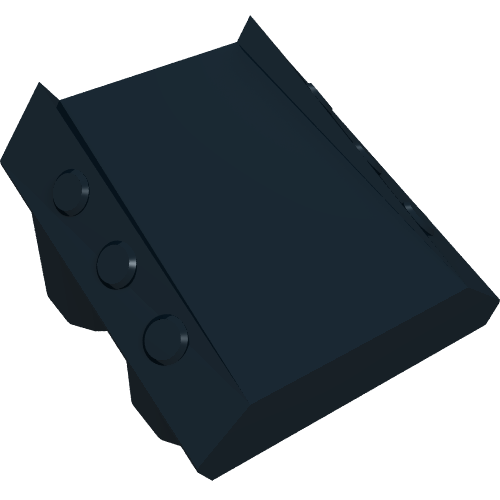 Rendu LDraw de Brique inclinée 2 x 2 sans tenons, avec 3 pistons latéraux surélevés (Brick Sloped 2 x 2 No Studs, with 3 Side Pistons Raised Edges), couleur indicative